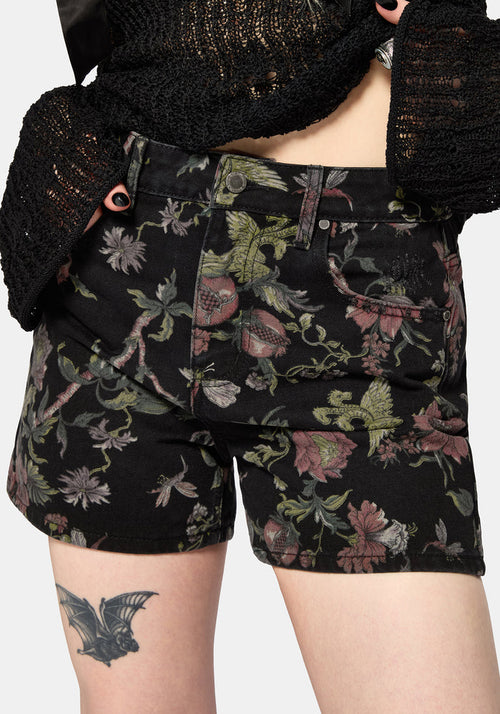 Poison Eden Print Denim Short 24" / UK 6