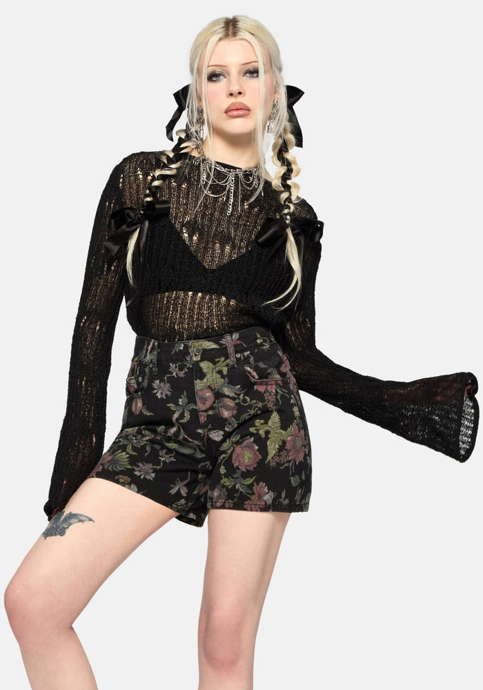 Poison Eden Print Denim Short 24" / UK 6
