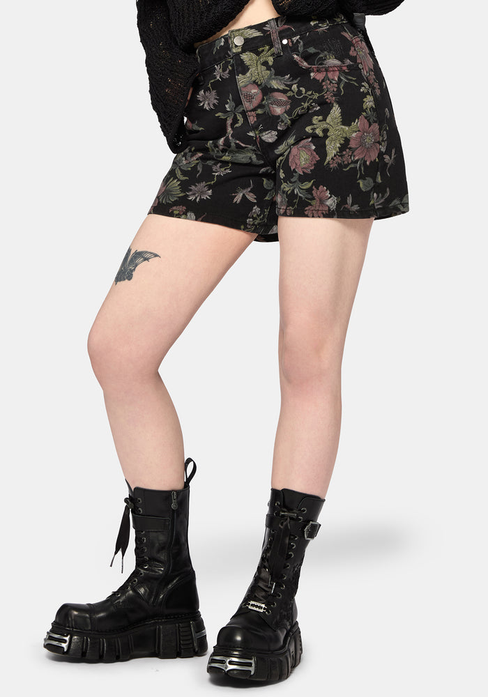 Poison Eden Print Denim Short 24" / UK 6