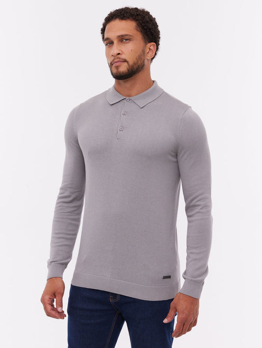 Pollos Grey GY016 Polos LS Knit Shot 1