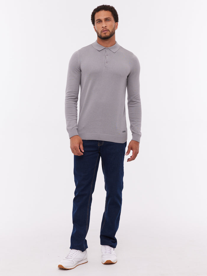 Pollos Grey GY016 Polos LS Knit Shot 2