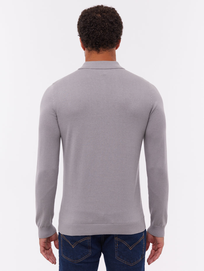 Pollos Grey GY016 Polos LS Knit Shot 3