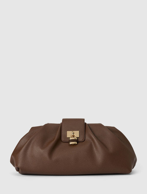 Portia Padlock Soft Clutch 0 Chocolate Forever New