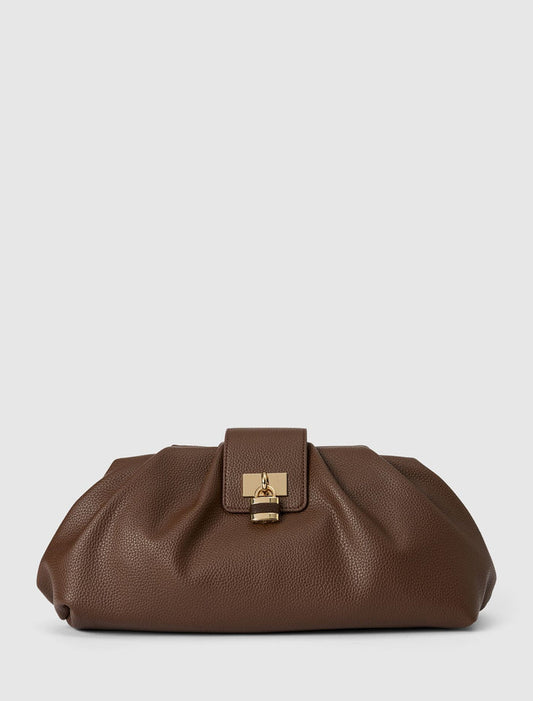 Portia Padlock Soft Clutch 0 Chocolate Forever New