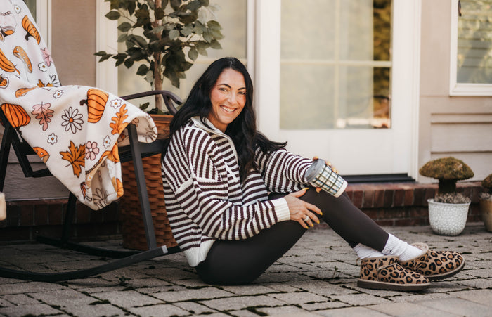 Preppy Californian Half-zip Sweater-Brown