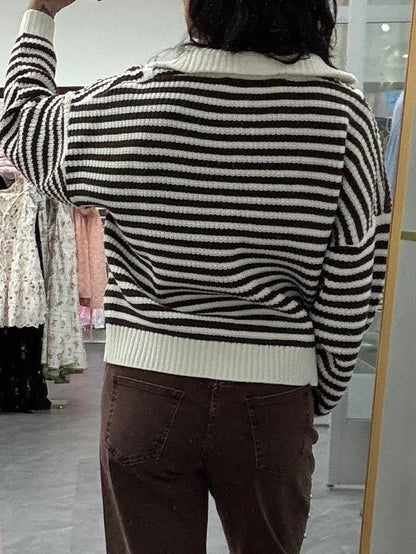 Preppy Californian Half-zip Sweater-Brown