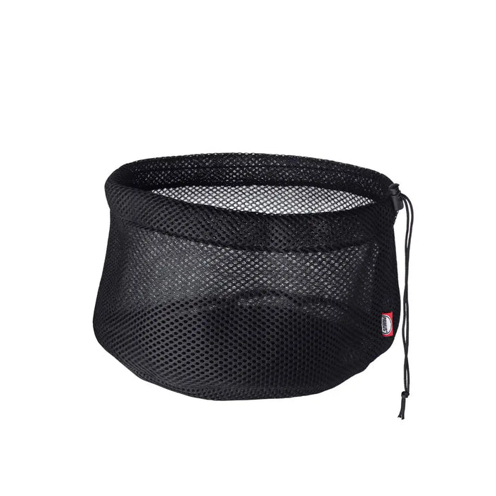 Black mesh storage bag with drawstring  for Primus Litech camp kettle on a white background