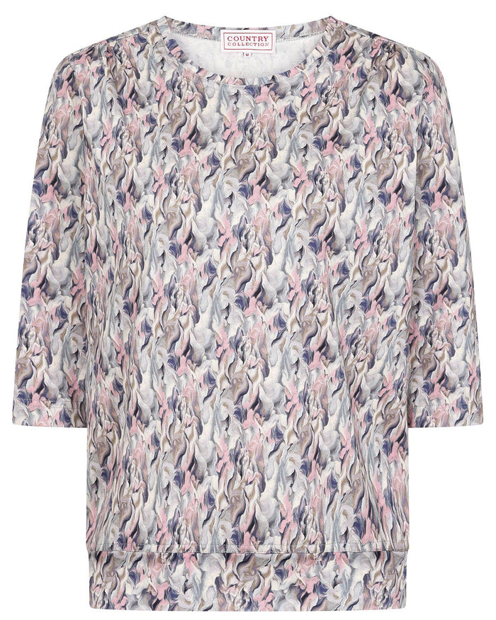 Marissa Patterned Cotton 3/4 Sleeve Blouson Top - Image 2 - The Classic Boutique