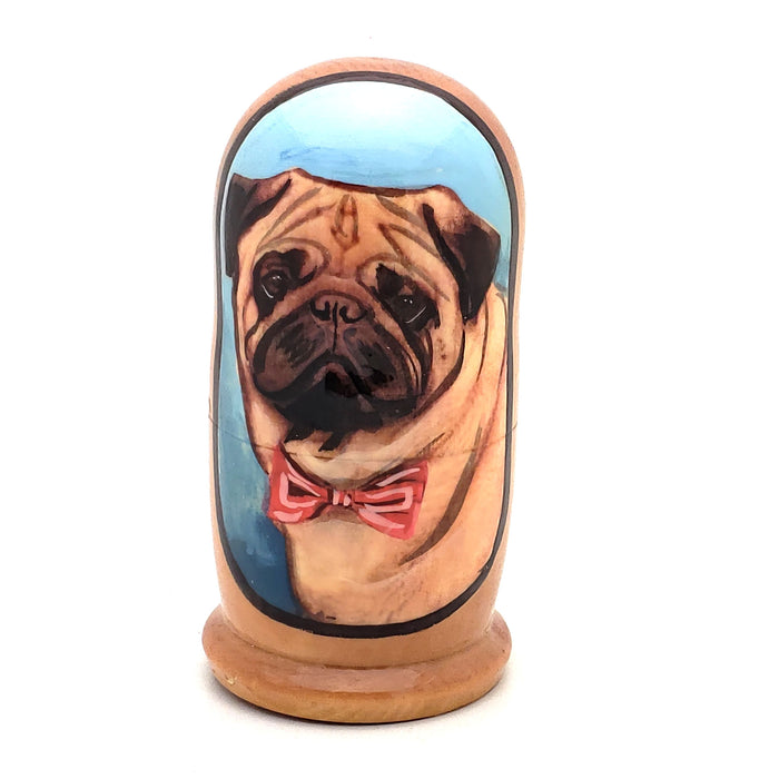 Pug Puppy Dog Breed Nesting Doll Set 4" Tall