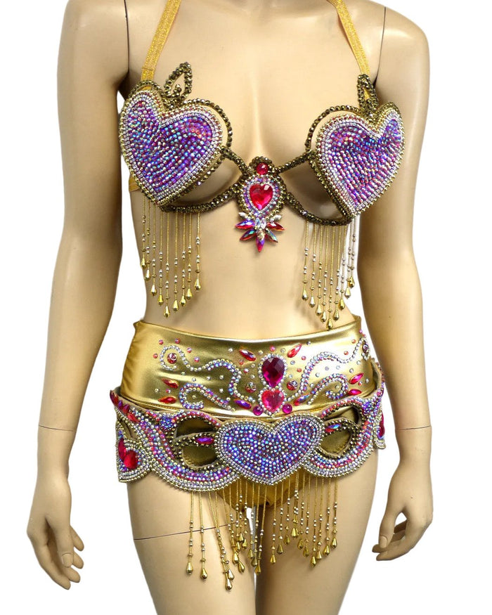 Queen of Hearts Cupid Samba Carnival Top Belt Crown and High Waisted Bottom