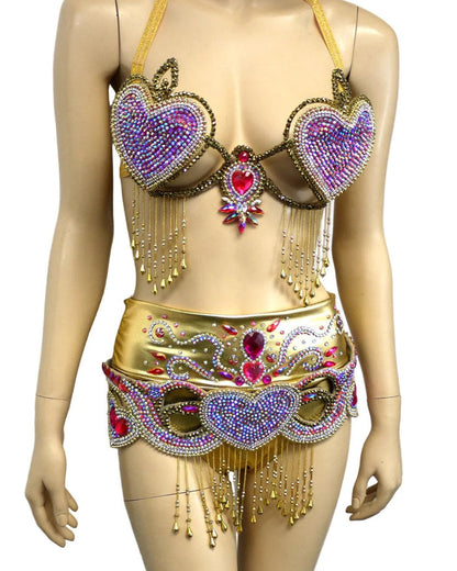 Queen of Hearts Cupid Samba Carnival Top Belt Crown and High Waisted Bottom