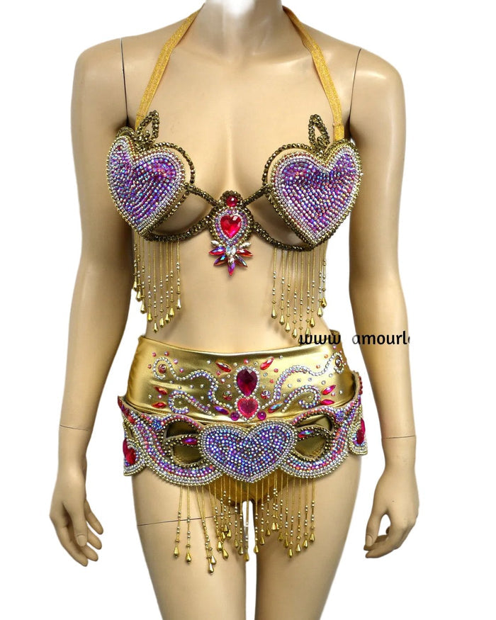 Queen of Hearts Cupid Samba Carnival Top Belt Crown and High Waisted Bottom