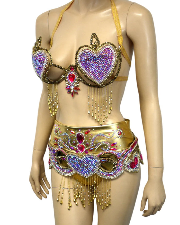 Queen of Hearts Cupid Samba Carnival Top Belt Crown and High Waisted Bottom