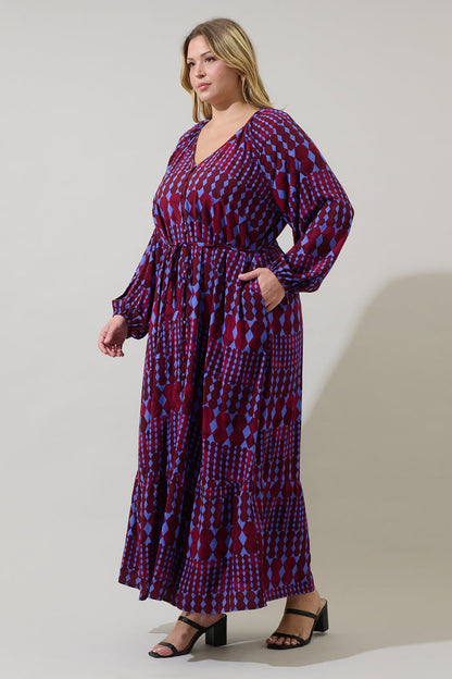 Ramsay Abstract Larrie Button Down Maxi Dress Curve