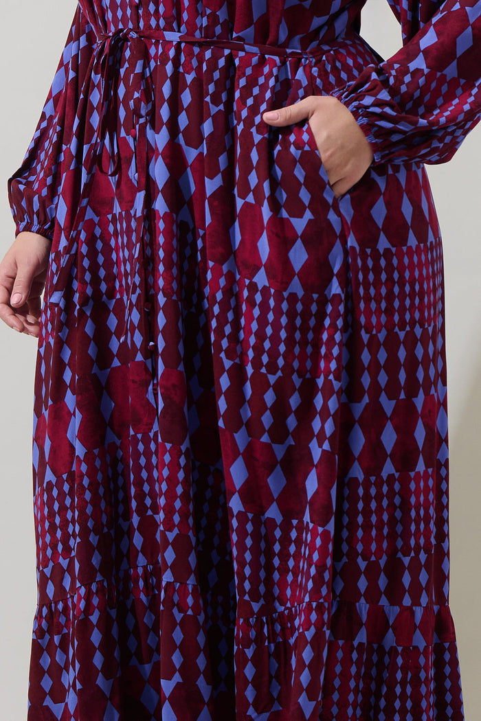 Ramsay Abstract Larrie Button Down Maxi Dress Curve