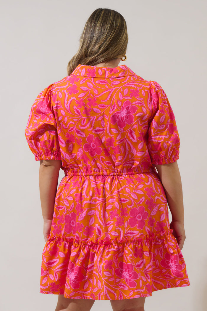 Rea Floral Stacie Button Down Mini Dress Curve