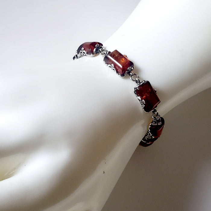 Link Rectangular Amber Bracelet