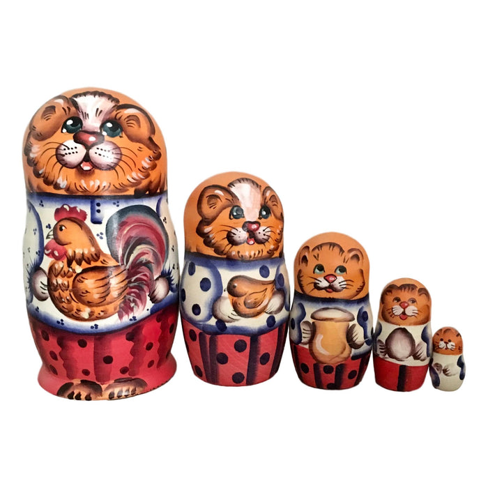 Orange cats stacking dolls