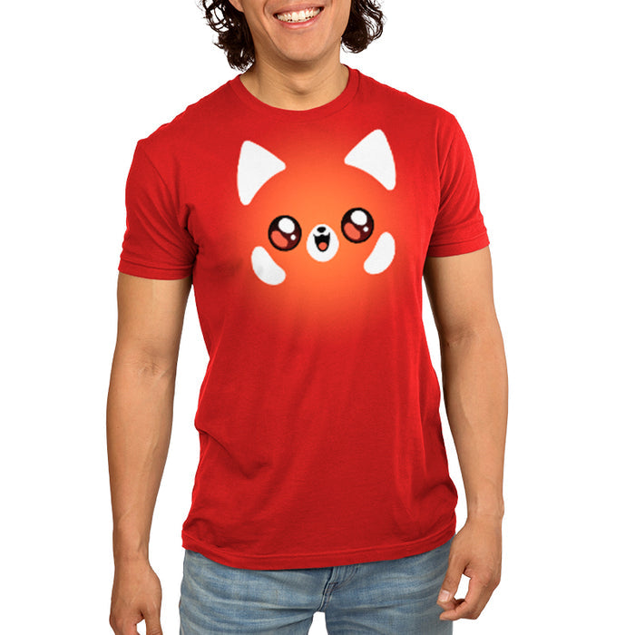 Premium Cotton T-shirt_TeeTurtle Red Panda  T-Shirt red apparel featuring a kawaii panda face.