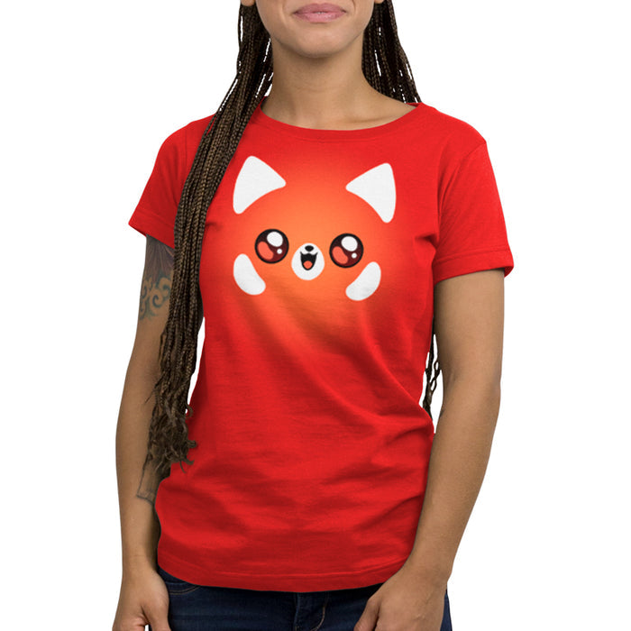 Premium Cotton T-shirt_TeeTurtle Red Panda  T-Shirt red apparel featuring a kawaii panda face.