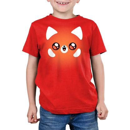 Premium Cotton T-shirt_TeeTurtle Red Panda  T-Shirt red apparel featuring a kawaii panda face.