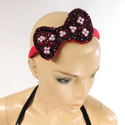 Red White and Black Polkadot  Bow Carnival Top and Skirt Halloween  Show Girl