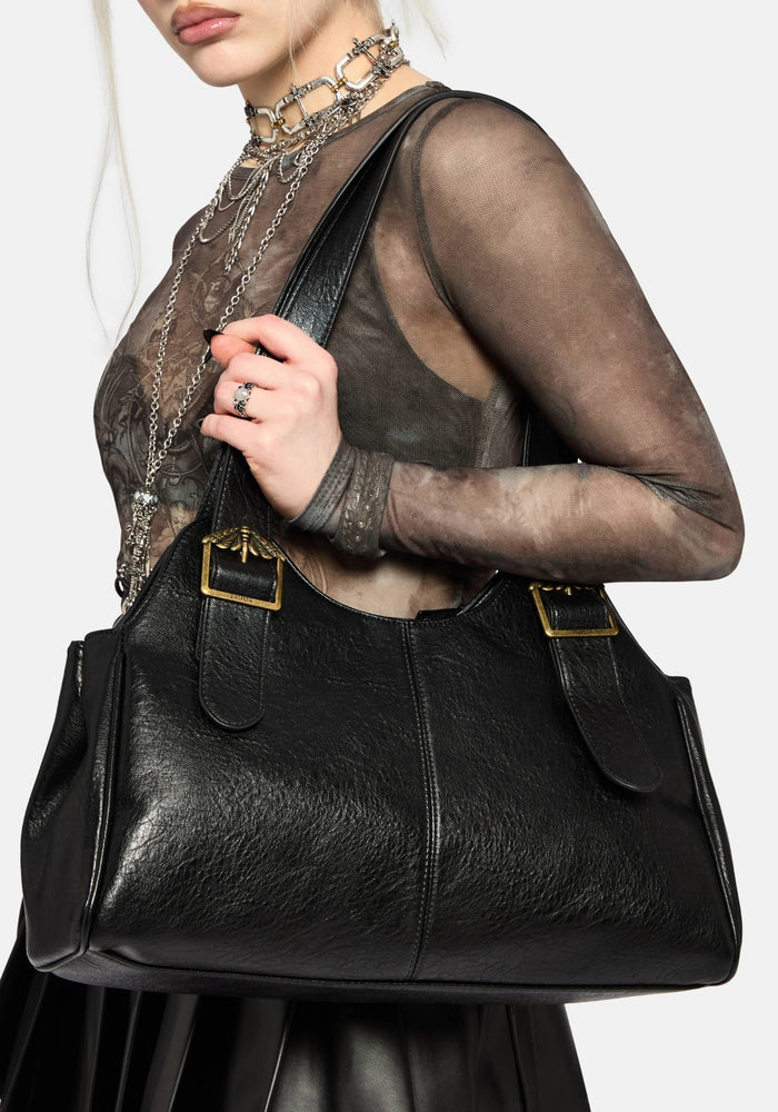 Rosamoth Buckle Shoulder Bag - Black