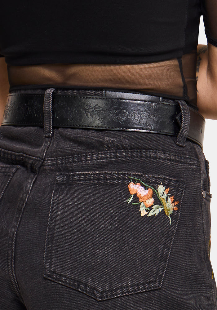 Rosamoth Debossed Buckle Belt - Silver