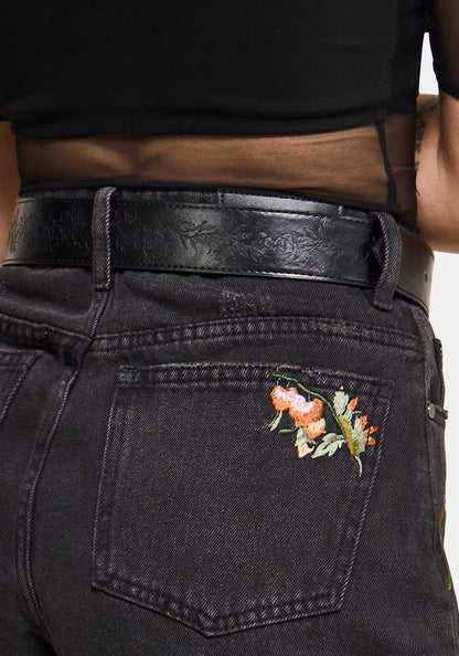 Rosamoth Debossed Buckle Belt - Silver