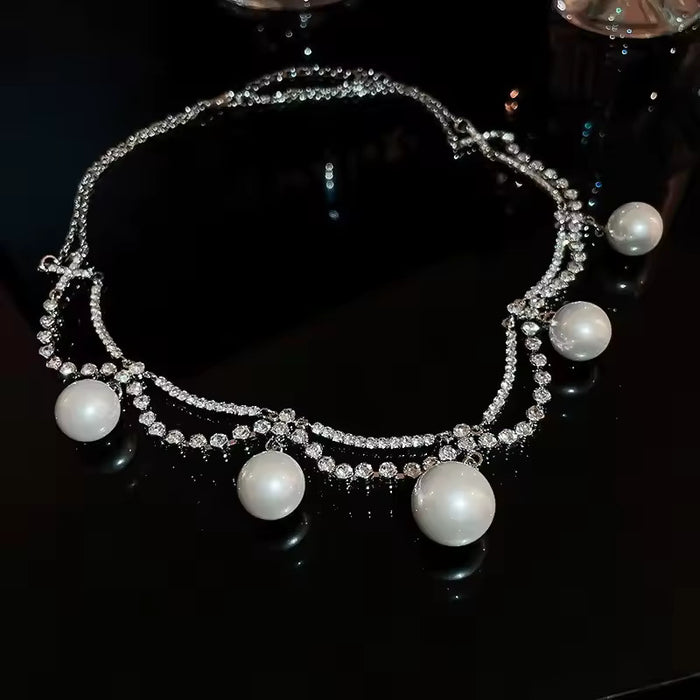 Royal Pearl Diamond Necklace - Fashionnsio