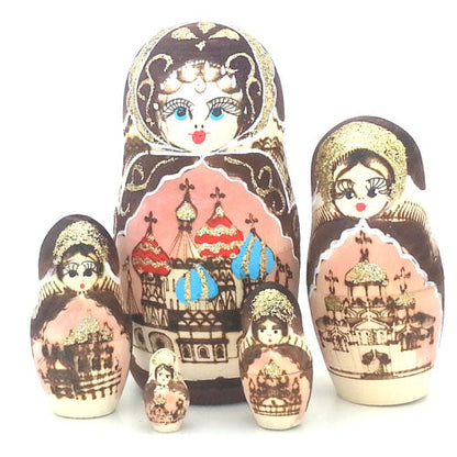 Russian Church in Gold Nesting Doll 6" Tall