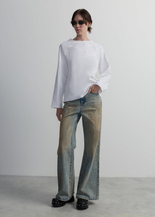 RUSTIC WASH RELAXED FLARE JEANS
