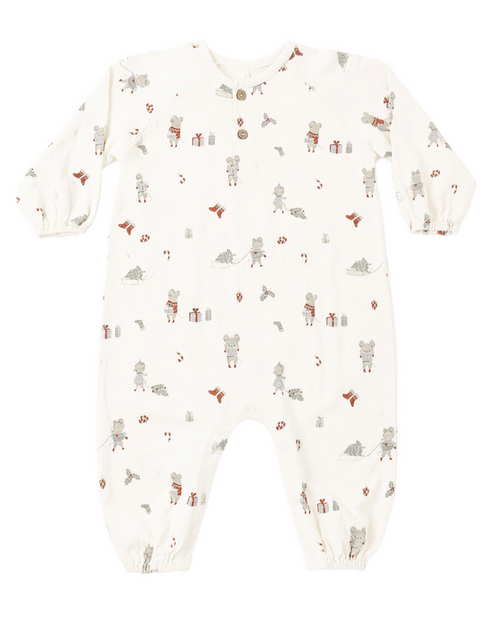 Rylee + Cru Henley Jumpsuit in Holiday Mouse