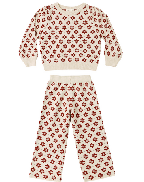 Rylee + Cru Jacquard Knit Set in Poinsettia