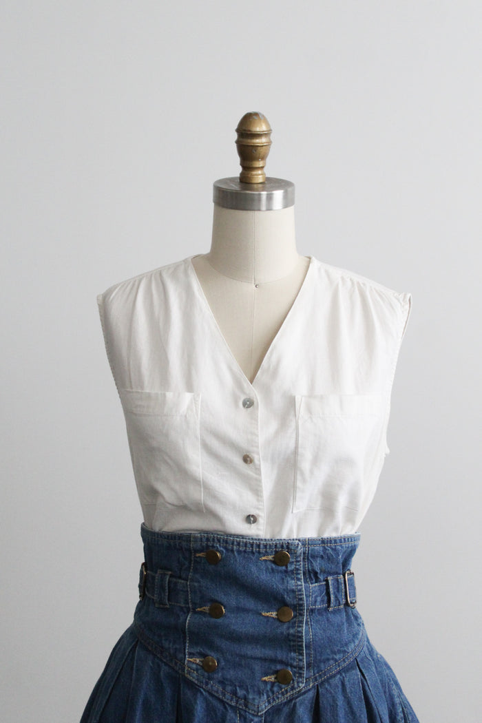 salt white linen button up