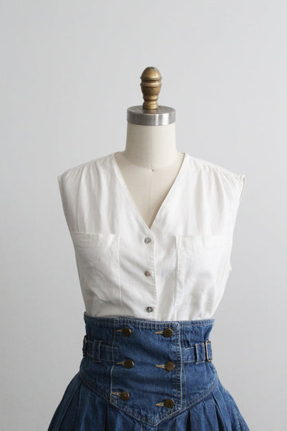 salt white linen button up