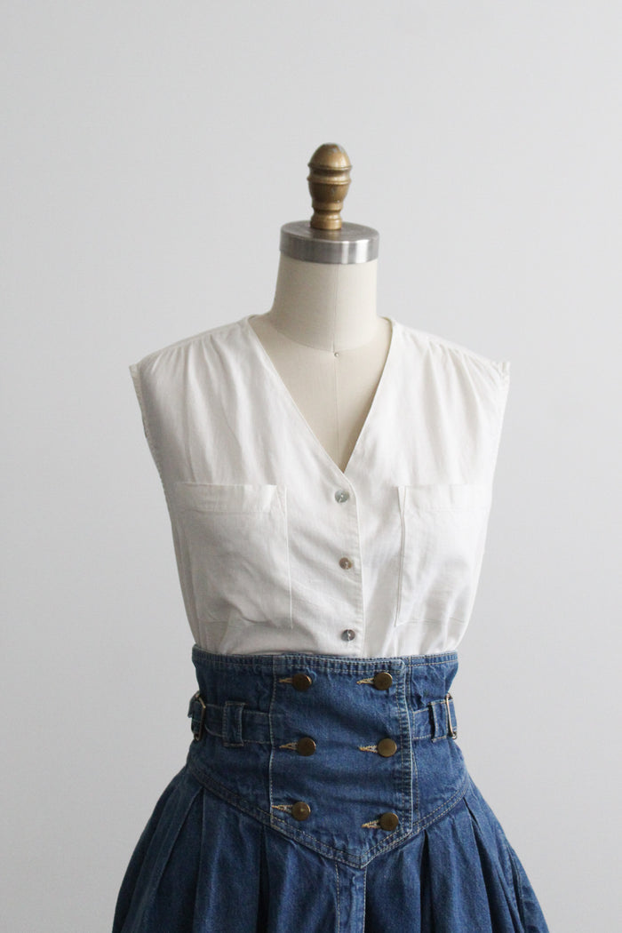 salt white linen button up
