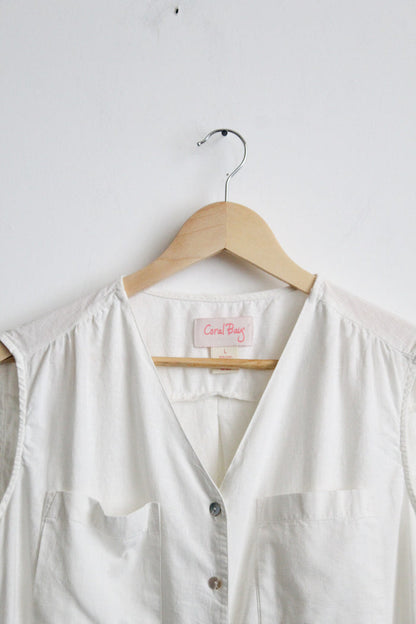 salt white linen button up