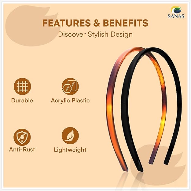 SANAS 12PCS Plastic Headband Set