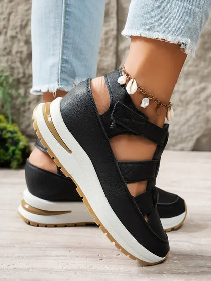 Sandales compensées confortables à bride Velcro