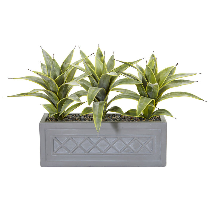Sansevieria Artificial Plant in Stone Planter