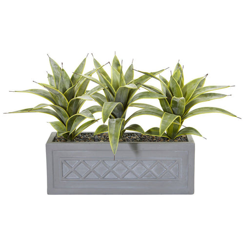 Sansevieria Artificial Plant in Stone Planter