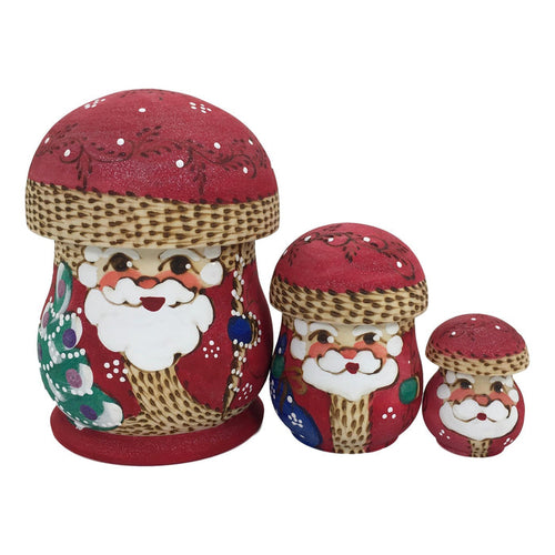 Santa Babushka Dolls Mushroom Shape Nesting Set BuyRussianGifts Store