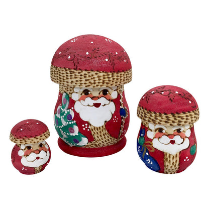 Santa Babushka Dolls Mushroom Shape Nesting Set BuyRussianGifts Store