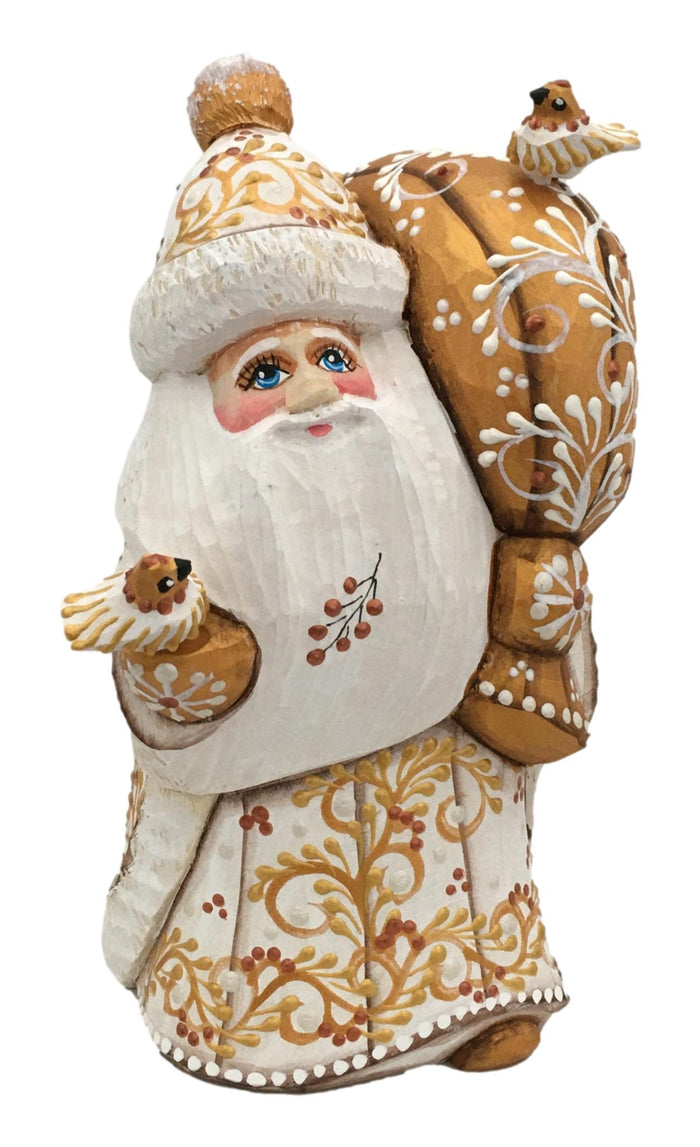 White Santa with birds