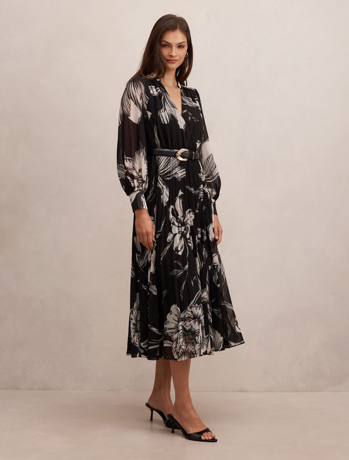 Saskia Pleat Wrap Midi Dress Forever New