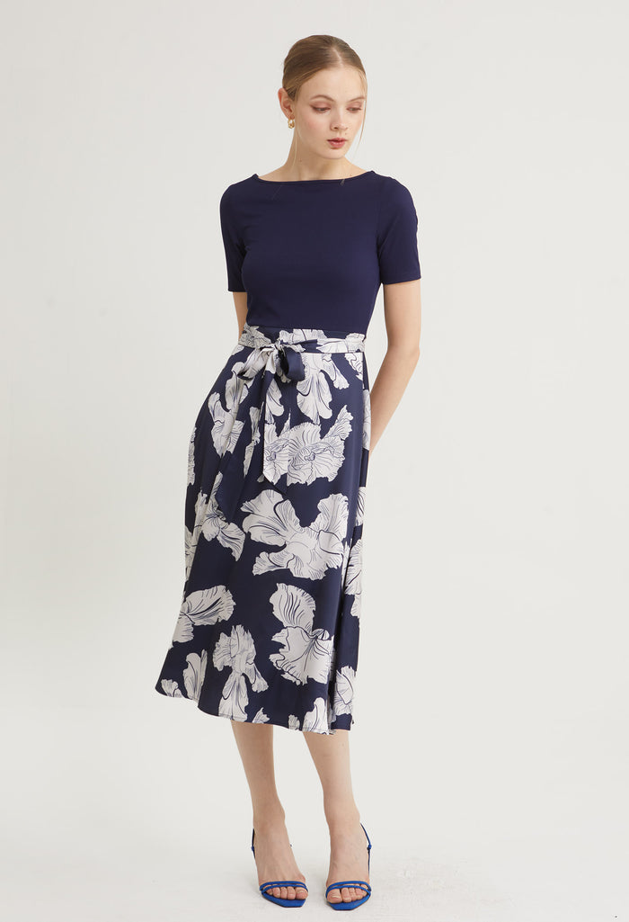 Satin Petal Midi Dress