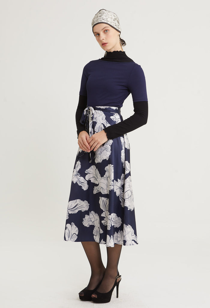 Satin Petal Midi Dress