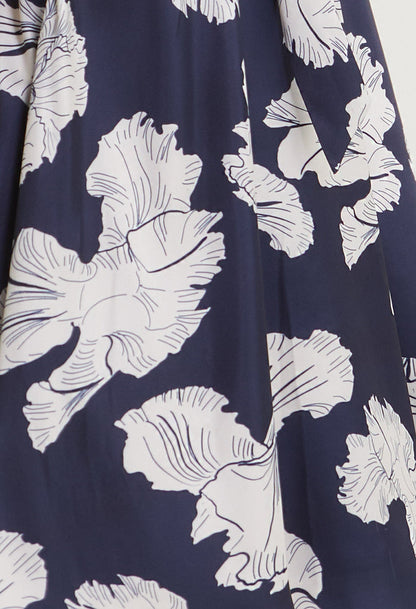 Satin Petal Midi Dress