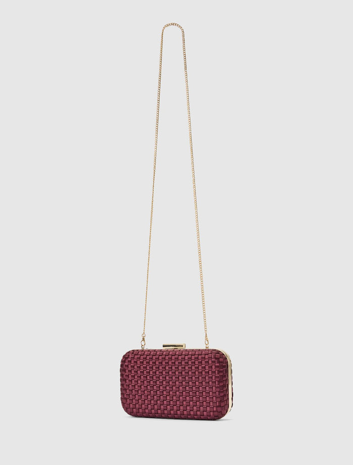 Savannah Satin Weave Hardcase Clutch Forever New